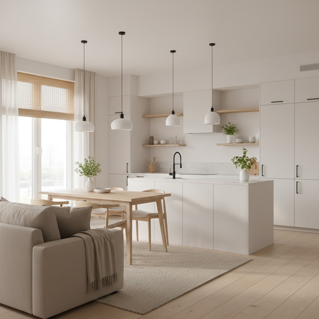 integrar salon cocina y pasillo